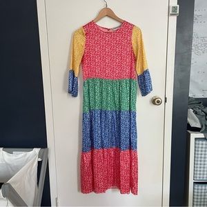 Twisted Wunder Midaxi Smock Dress in Color Block